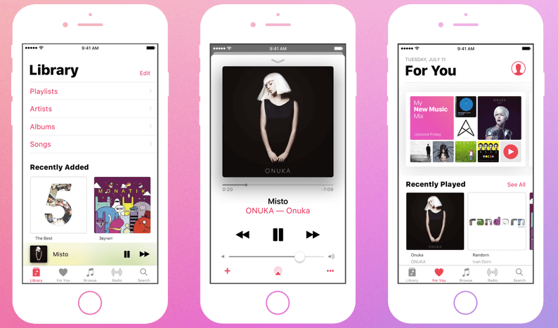 Apple Music vs. Spotify App Interface Apple