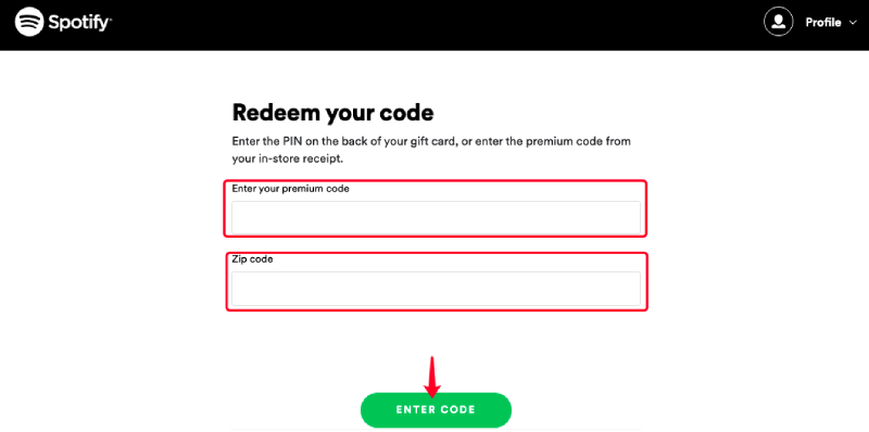Spotify Redeem Your Code Enter Code