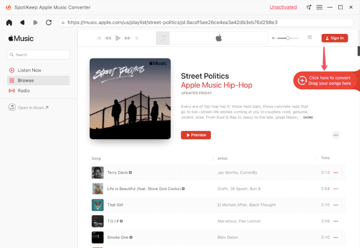 Burn Apple Music to CD SpotiKeep Open Playlist