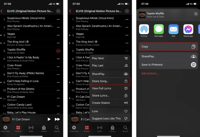 Keeps Songs from Apple Music Copy Link Mobile