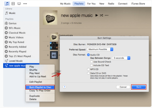 Burn Apple Music to CD Part 3 Start Burning