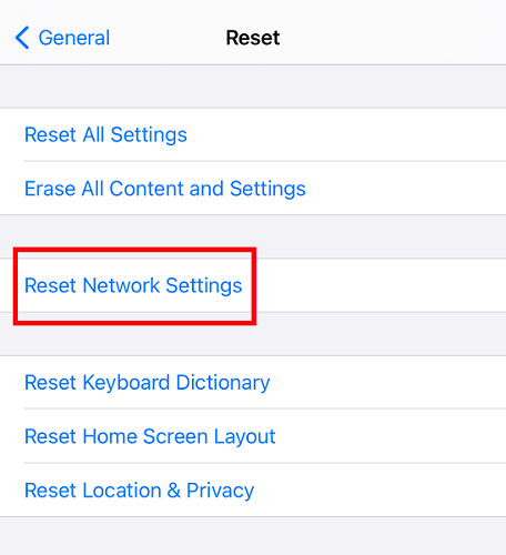 Reset Network Settings