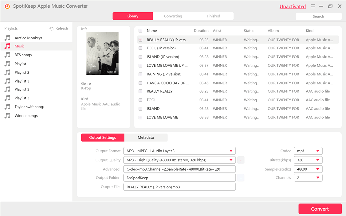 Select Apple Music Songs to Export