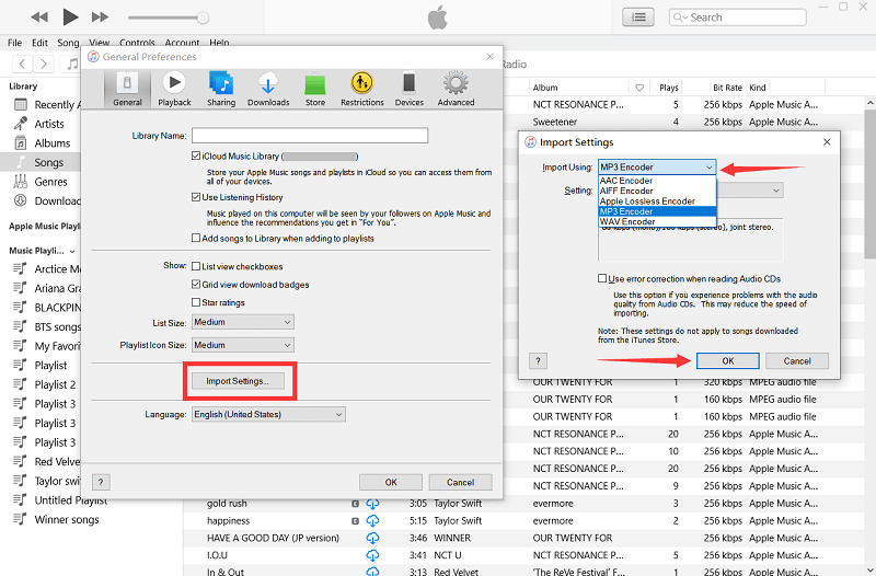 Select MP3 Encoder in iTunes