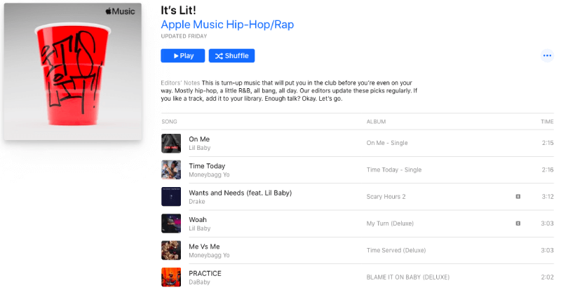 Apple Music Playlist It's Lit!