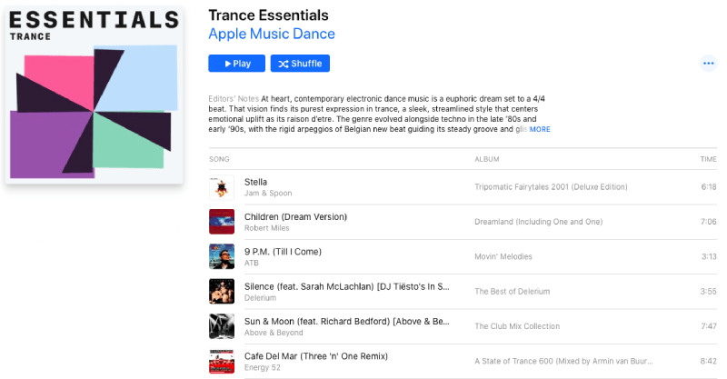 Apple Music Playlist Trance Essentials