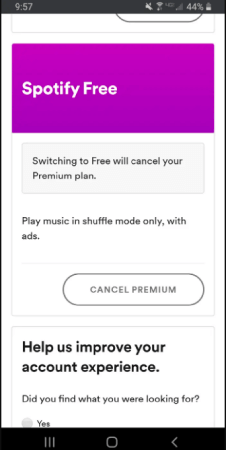 Cancel Spotify Premium on Android