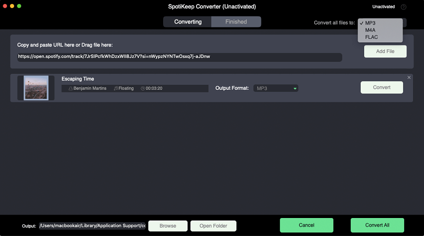 Spotify MP3 Player SpotiKeep Choose Output Format 