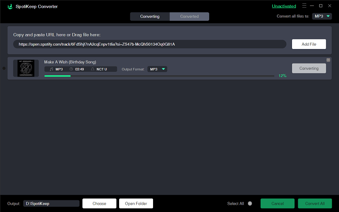 Start Converting Spotify music on SpotiKeep Converter