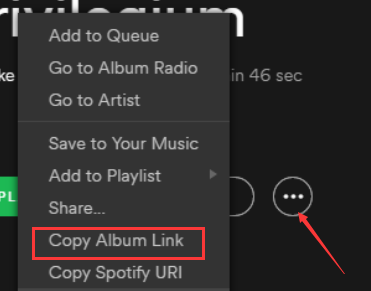Copy Spotify Album Link