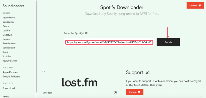 Online Spotify to MP3 Converter Soundloaders Search URL