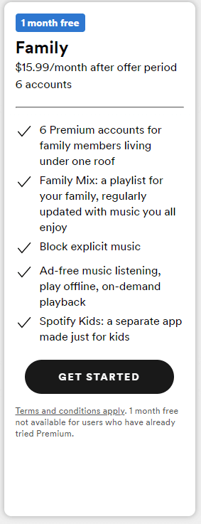 Spotify Premium Family Plan Cost