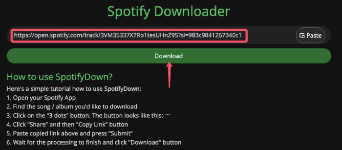 Online Spotify to MP3 Converter Spotify Down Paste URL