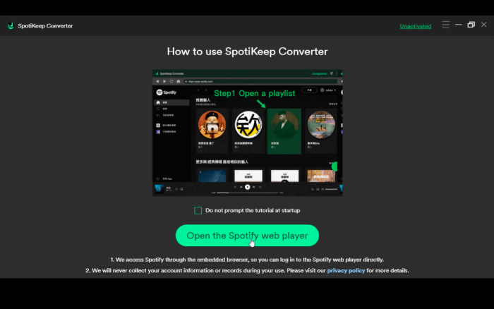 Spotify MP3 Downloader SpotiKeep Open Web Player